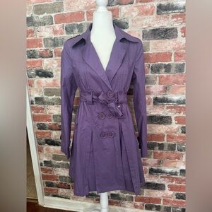 XOXO Double-breasted Purple Trench coat, Size L (Juniors’)